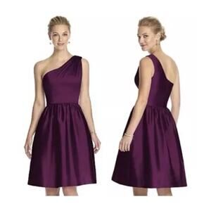 Alfred Sung Purple One Shoulder Dress